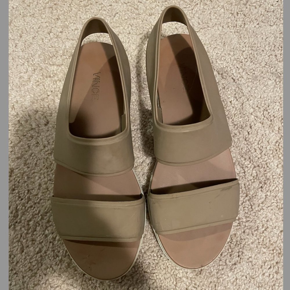 Vince Beige Platform Flats, Rubber Straps - Size 9/39